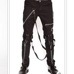 Royal Bones Black Cargo Pants with Silver Accents